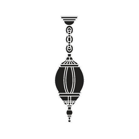 Mullion Large Cast Aluminium Outdoor Pendant Light in black, an ornate lantern-style fixture hung on a decorative chain with a ribbed oval body, shown on a plain white background.