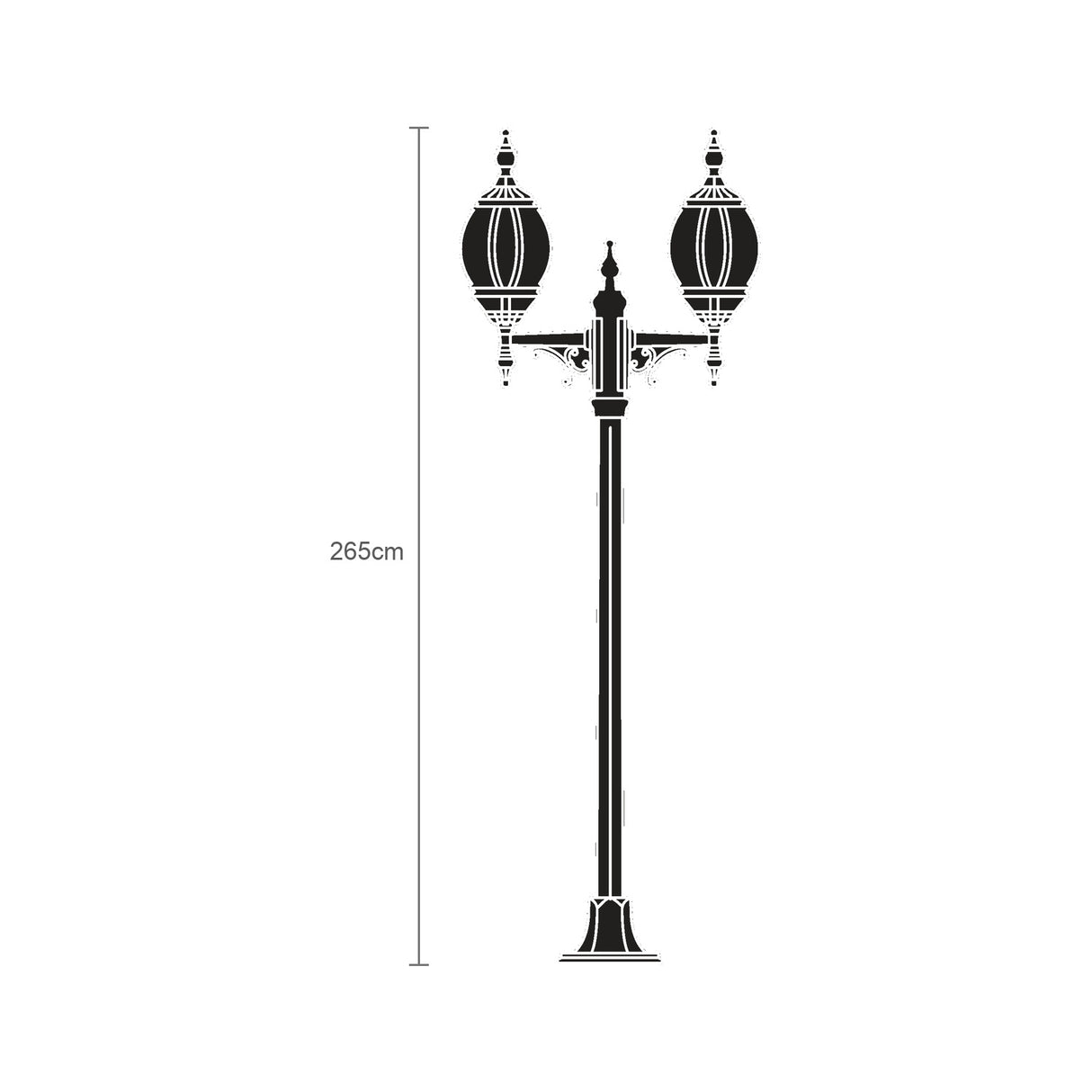 Mullion Small Cast Aluminium Outdoor 2 Light Lamp Post - 265cm