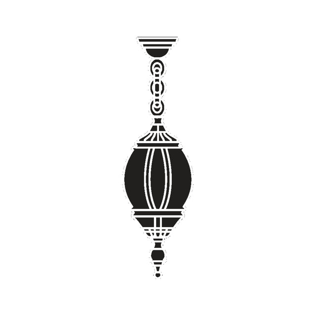 Mullion Small cast aluminium outdoor pendant light in black, an oval lantern with fluted body suspended on a decorative chain from a ceiling cap, shown on a plain white background.