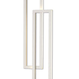 Minimalist white rectangular frames intersect over a plain background, evoking the modern geometric design of the Mural LED Floor Lamp 48W 3000K in matt white—a sleek lighting piece perfect for contemporary living rooms.
