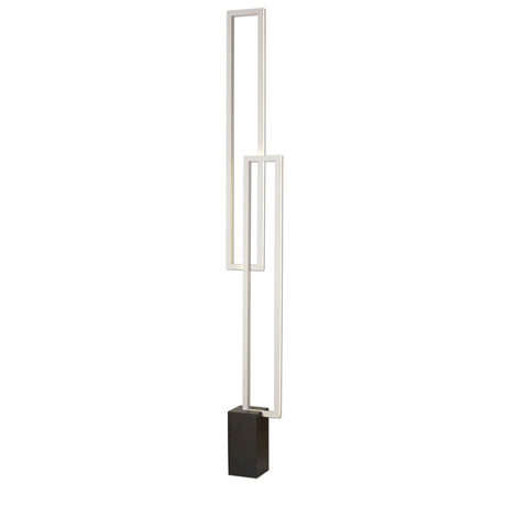 The Mural LED Floor Lamp 48W 3000K in matt white features a minimalist design with two rectangular frames at different heights, perfect for adding modern style and lighting to your living room.