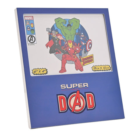 Super Dad Avengers Aluminium Photo Frame 6 x 4in - Blue