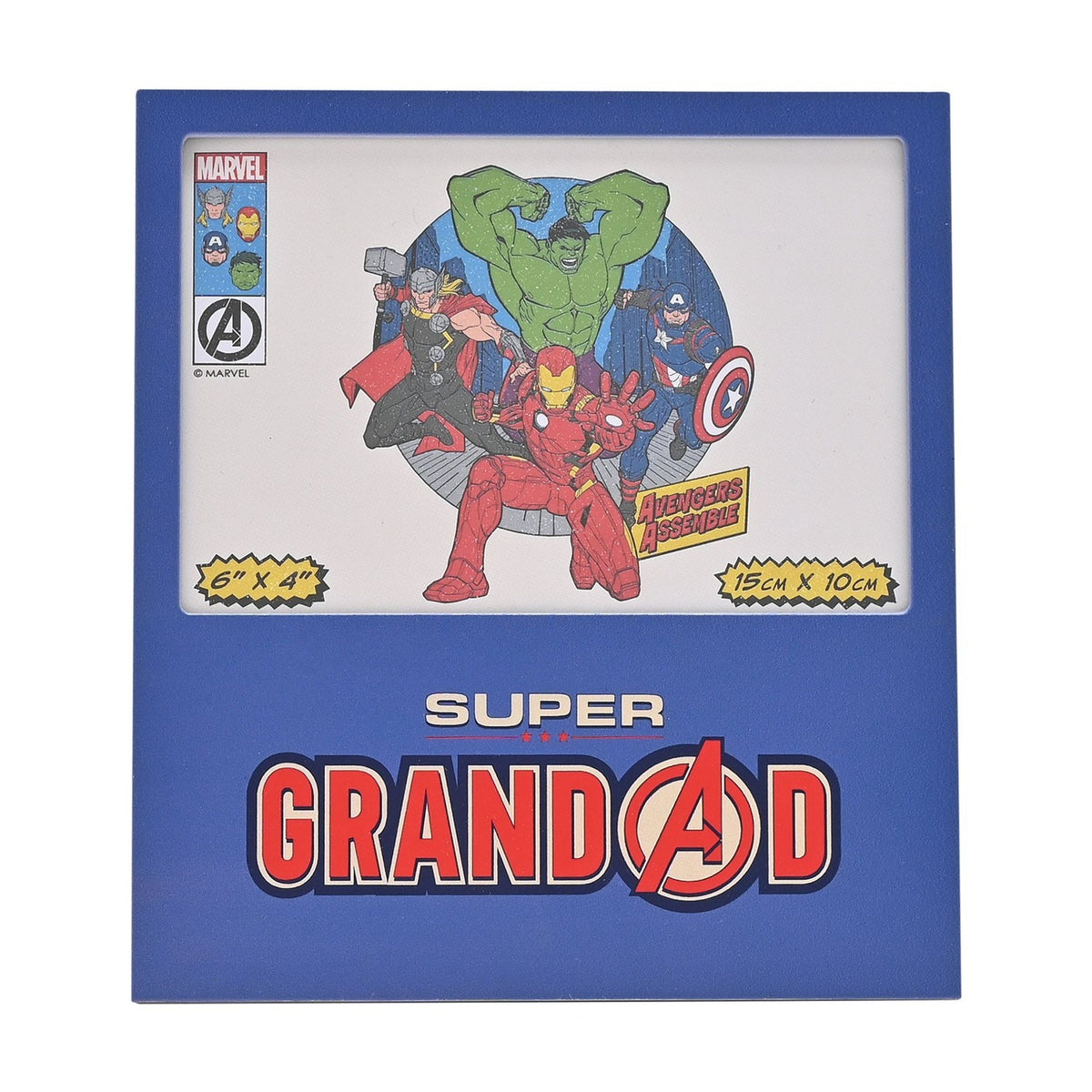Avengers Super Grandad Aluminium Photo Frame 6 x 4in - Blue