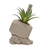 Thor Hammer Ceramic Planter with Faux Succulent Plant - Grey