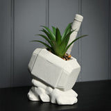 Thor Hammer Ceramic Planter with Faux Succulent Plant - Grey