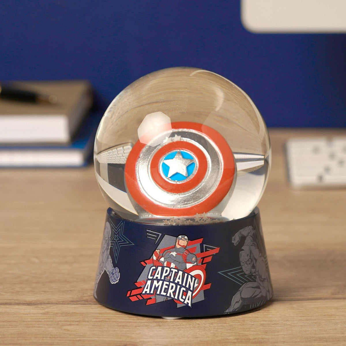 The Avengers Captain America Shield Snow Globe - Navy & Red