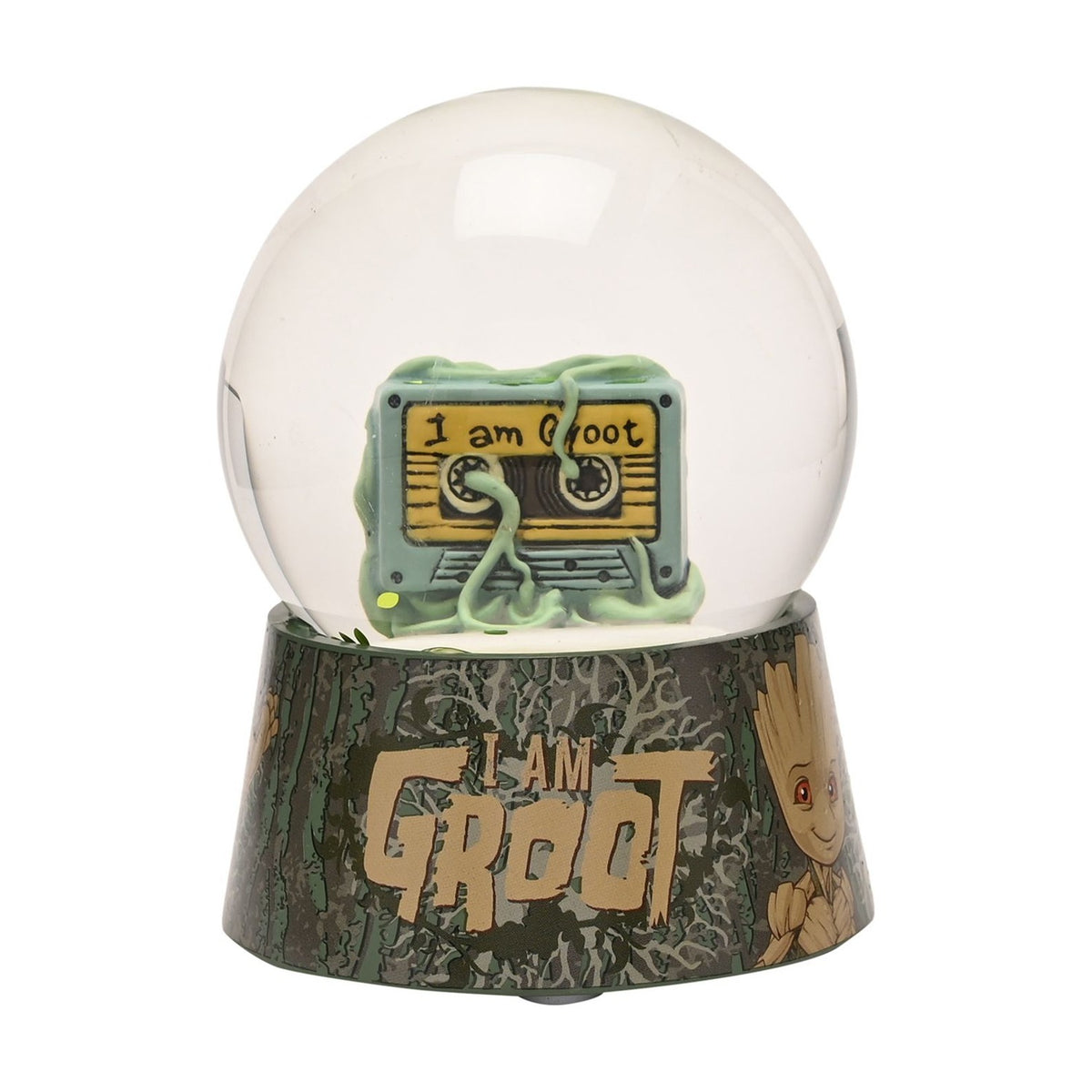 The Avengers I Am Groot Cassette Snow Globe - Green & Brown