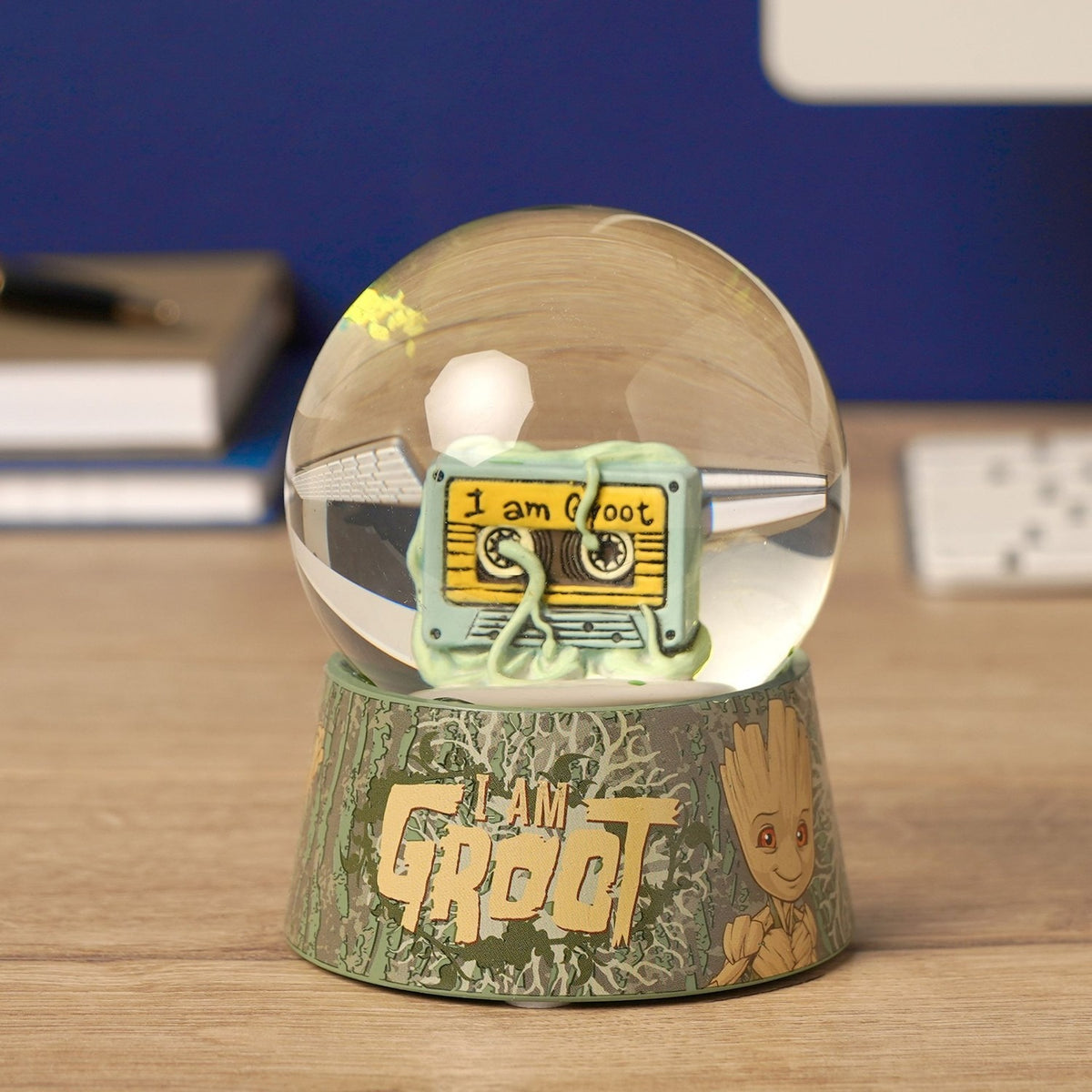 The Avengers I Am Groot Cassette Snow Globe - Green & Brown