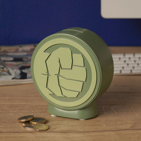 The Avengers Hulk Fist Emblem Round Resin Money Box - Green