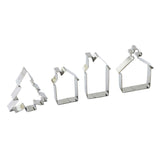 Festive Village Tree and Church Iron Cookie Cutters - Silver