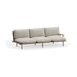 Nami 3 Seater Garden Sofa with beige cushion set on a wood-slatted frame with black metal legs and one side armrest, shown on a plain white background.
