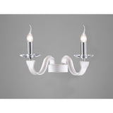 Nardini 2 Light Crystal Wall Light - Chrome With White Leather