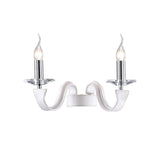 Nardini 2 Light Crystal Wall Light - Chrome With White Leather
