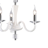 Nardini 50cm 3 Light Crystal Chandelier - Chrome & White Faux Leather