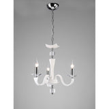 Nardini 50cm 3 Light Crystal Chandelier - Chrome & White Faux Leather