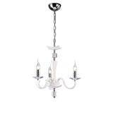 Nardini 50cm 3 Light Crystal Chandelier - Chrome & White Faux Leather