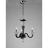 Nardini 50cm 3 Light Crystal Chandelier - Chrome & Black Faux Leather