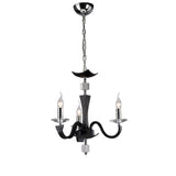 Nardini 50cm 3 Light Crystal Chandelier - Chrome & Black Faux Leather