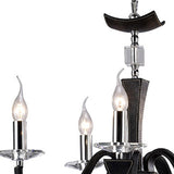 Nardini 60cm 5 Light Crystal Chandelier - Chrome & Black Faux Leather