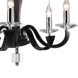 Nardini 60cm 5 Light Crystal Chandelier - Chrome & Black Faux Leather