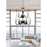 Nardini 2 Tier 9 Light Crystal Chandelier - Chrome & Black Faux Leather