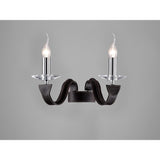 Nardini 2 Light Crystal Wall Light - Chrome With Brown Leather
