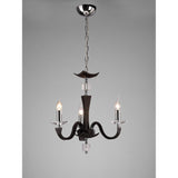 Nardini 50cm 3 Light Crystal Chandelier - Chrome & Brown Faux Leather