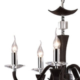 Nardini 60cm 5 Light Crystal Chandelier - Chrome & Brown Faux Leather