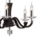 Nardini 60cm 5 Light Crystal Chandelier - Chrome & Brown Faux Leather