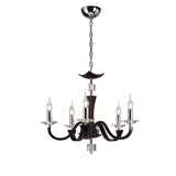 Nardini 60cm 5 Light Crystal Chandelier - Chrome & Brown Faux Leather