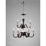 Nardini 2 Tier 9 Light Crystal Chandelier - Chrome & Brown Faux Leather