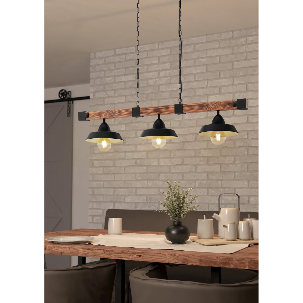 Narmessa Linear Pendant Light - Black & Brown