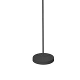 The Nassau Dimmable LED Floor Lamp 30W 3000K - Black has a tall, slim design with a round base and straight pole, offering modern, minimalistic style—ideal for adding sleek lighting to any space.