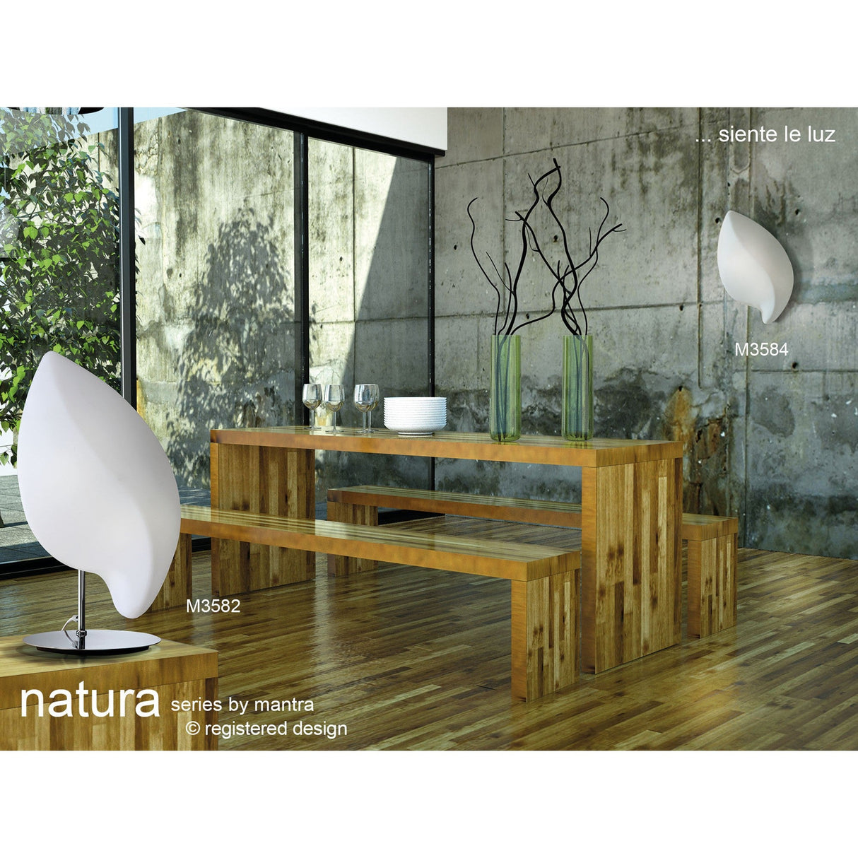 Natura Small 2 Light Table Lamp - Polished Chrome/Opal White