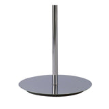 A close-up of the Natura Floor Lamp 4 Light’s shiny polished chrome base and vertical pole—perfect for versatile indoor or outdoor lighting with its opal white polyethylene shade, set against a plain white background.