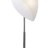 The Natura Floor Lamp 4 Light in Polished Chrome with an opal white, asymmetrical shade adds a stylish touch to your indoor or outdoor lighting.