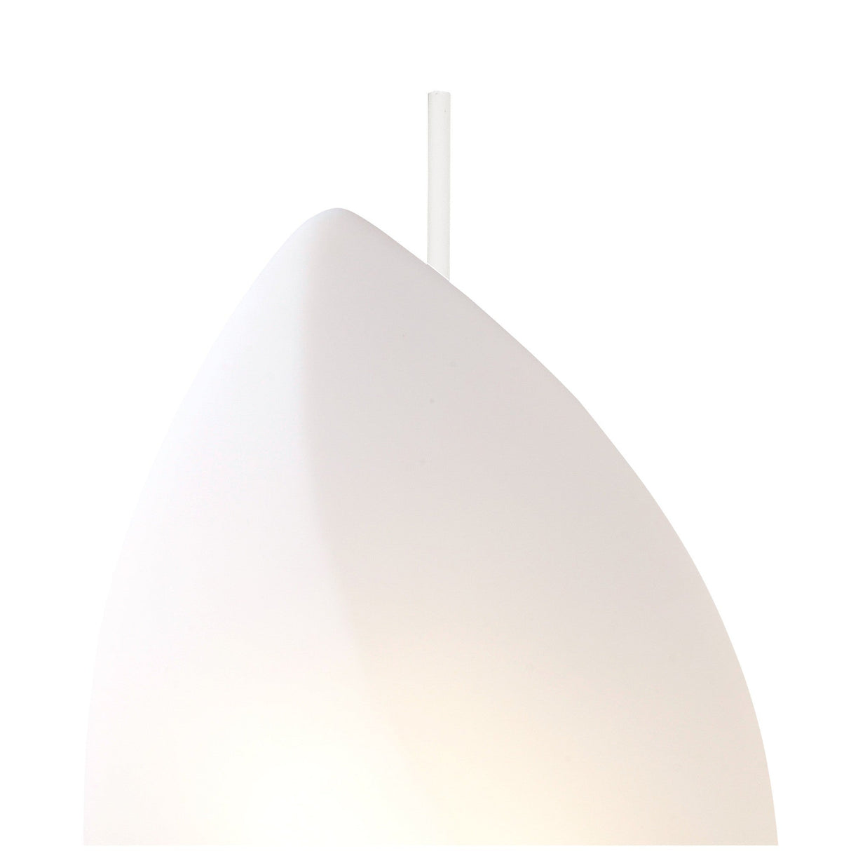 Close-up of the Natura 2 Light Outdoor Floor Lamp in Matt White/Opal White, showcasing its sculptural, curved design and hanging cord—ideal for creating ambient lighting in outdoor spaces.