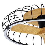 Nature CCT Dimmable LED Ceiling Retractable Fan Light With Remote & APP Control - Black/Brown