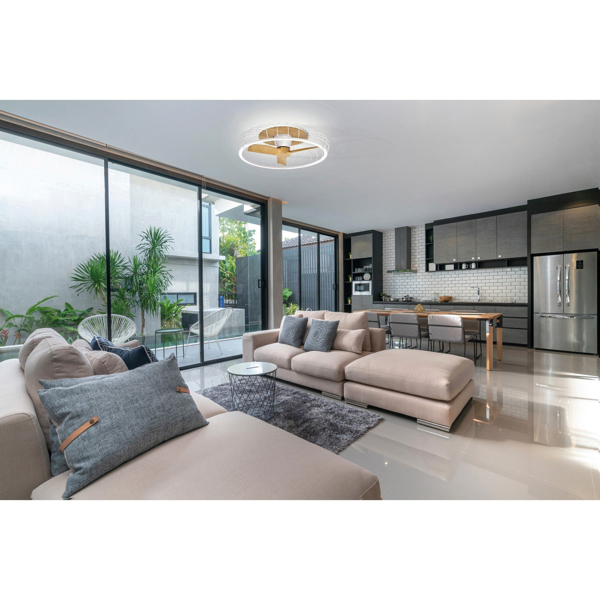 Nature CCT Dimmable LED Ceiling Retractable Fan Light With Remote & APP Control - White/Brown