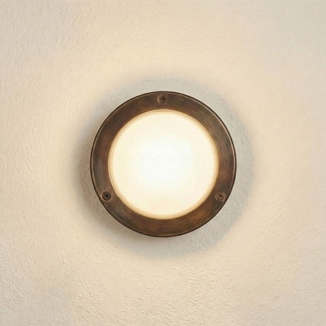 Marina Circular Bulkhead Light IP64 - Antique Brass