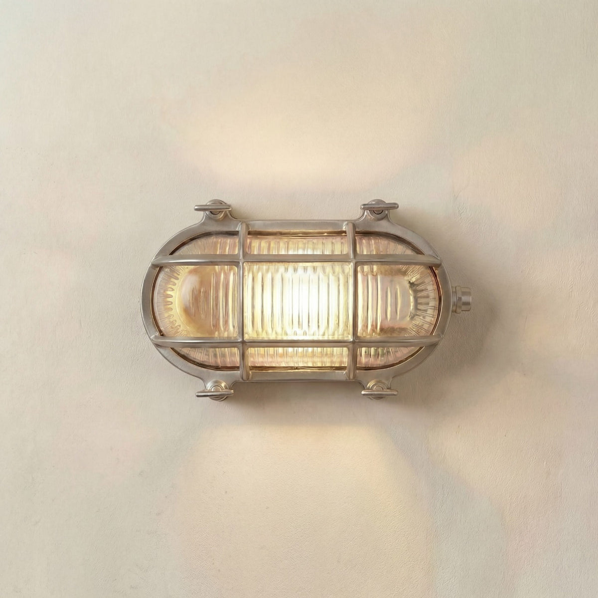 Horatio Junior Oval Bulkhead Light IP64 - Satin Nickel