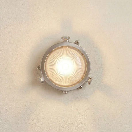 Mini Compass Round Bulkhead Light IP44 - Satin Nickel