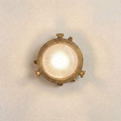 Mini Compass Round Bulkhead Light IP44 - Raw Brass