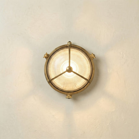 Trident Round Bulkhead Light IP64 - Raw Brass