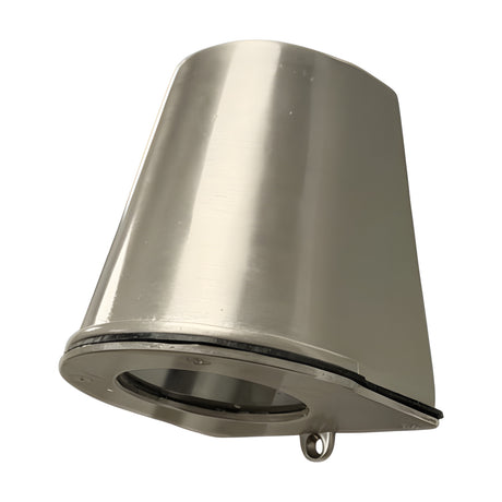 Mast Outdoor Wall Light IP65 in satin nickel, a tapered solid brass downlight fixture with rear wall mounting bracket, shown on a plain white background.