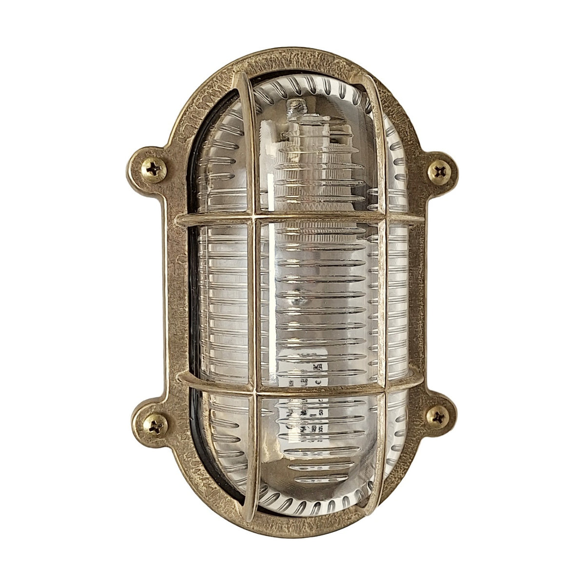 Merchant Flush Oval Bulkhead Light IP64 - Raw Brass