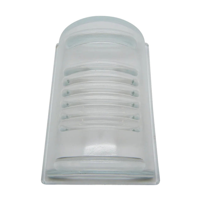 Cargo Outdoor Wall Light Replacement Prismatic Glass shade with arched top and ribbed horizontal band, clear-to-frosted finish, shown on a plain white background.