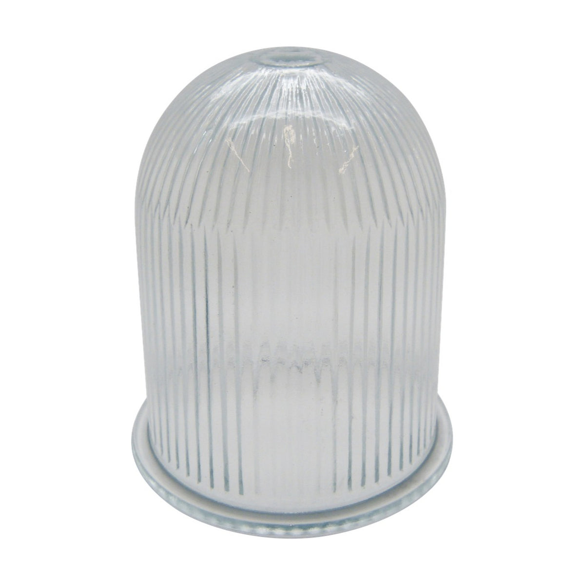 Wellington Grand & Grand Tiller Replacement Prismatic Glass lamp shade, a clear ribbed glass dome with rounded crown and flat base flange, shown on a plain white background.