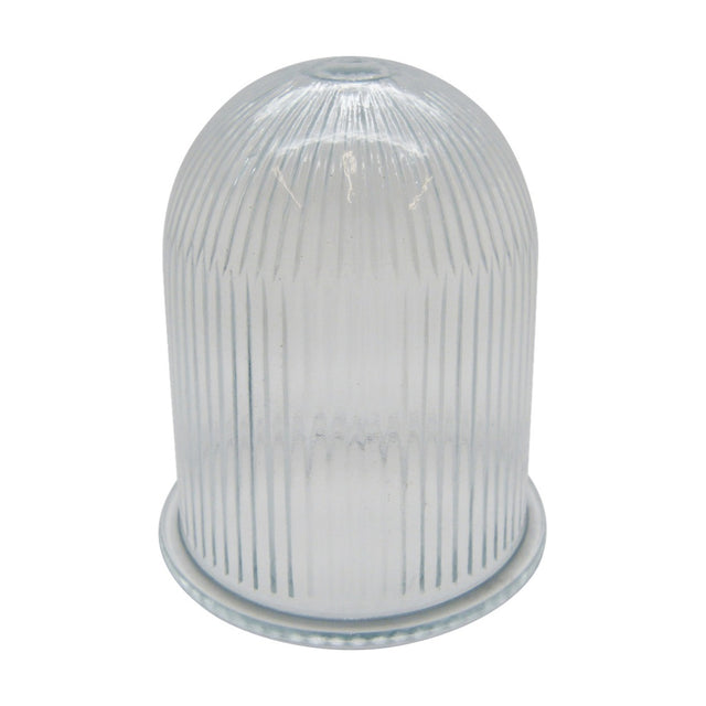 Wellington Grand & Grand Tiller Replacement Prismatic Glass lamp shade, a clear ribbed glass dome with rounded crown and flat base flange, shown on a plain white background.