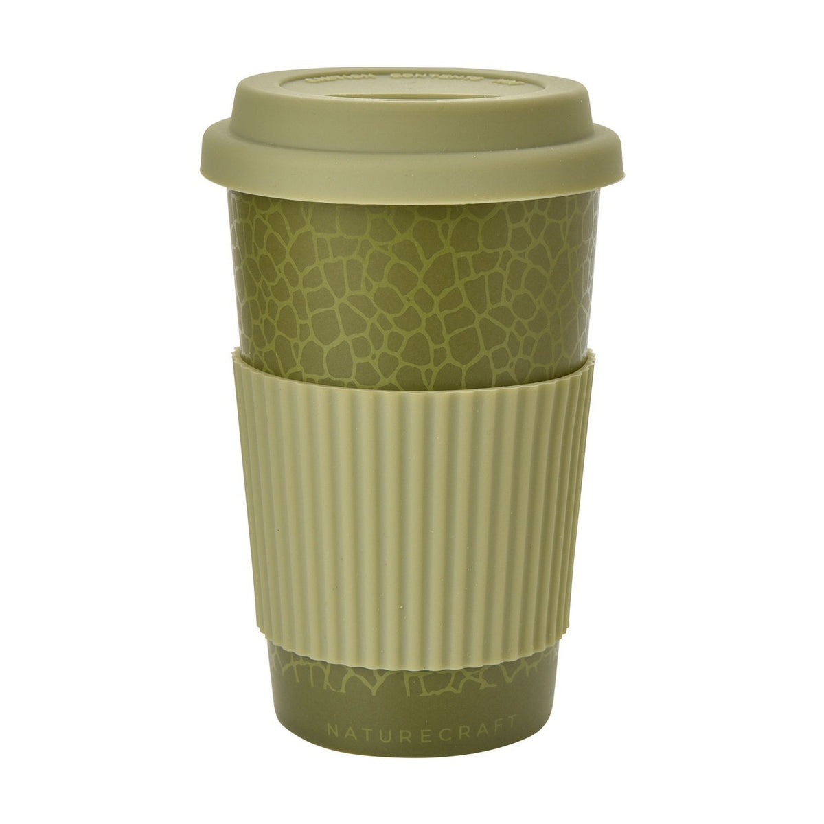 Turtle Print Travel Mug with Silicone Lid and Sleeve - Green